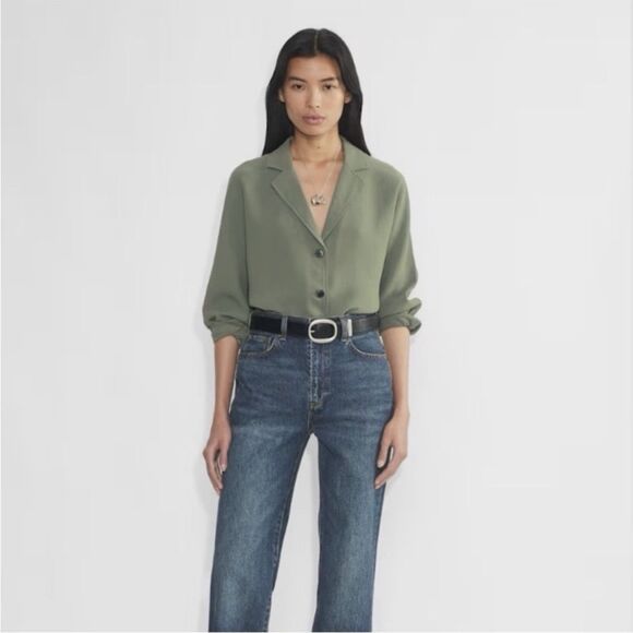 Aritzia Wilfred Freeform Shirt Sage Green Oversized Button Up Size S Relaxed - Picture 2 of 10